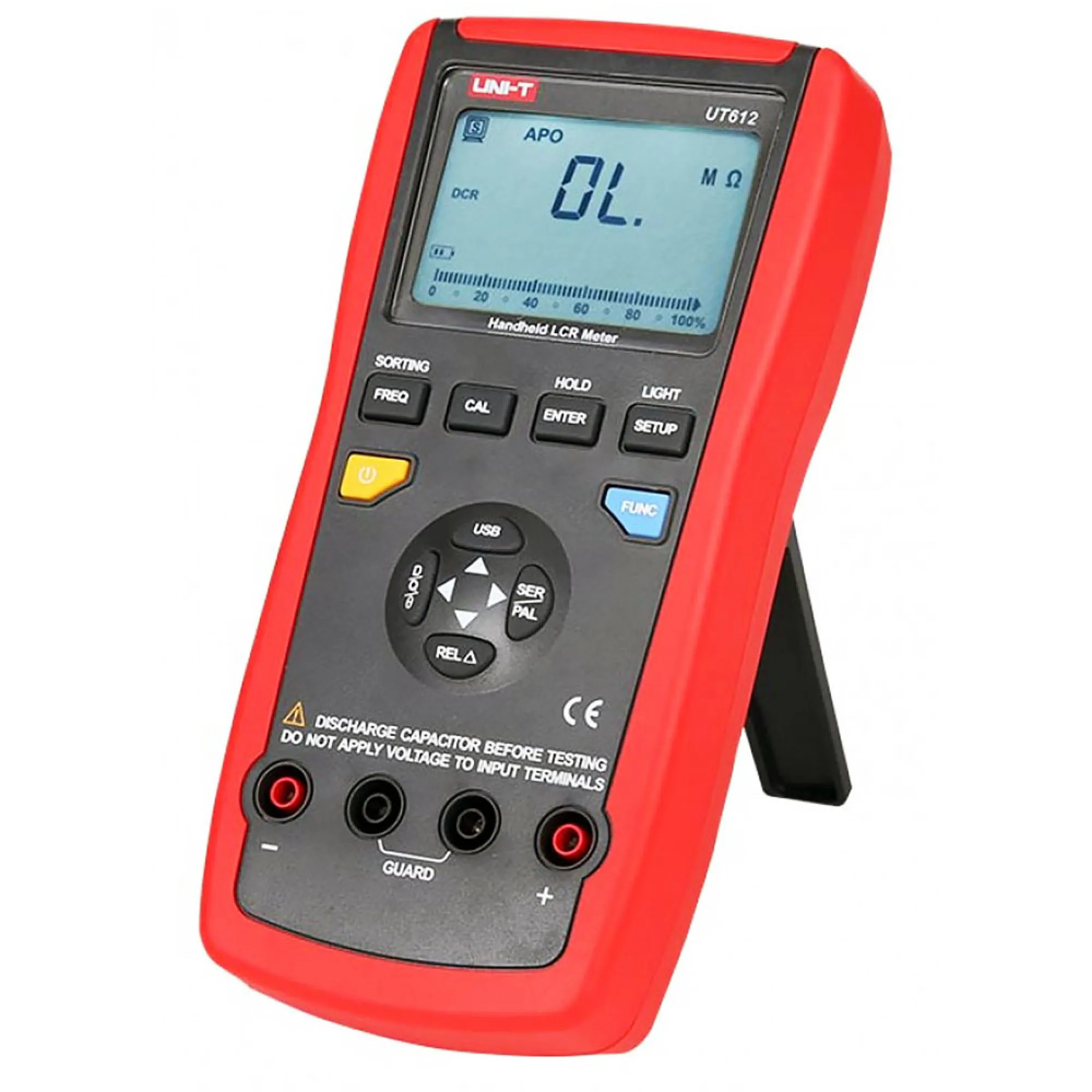 UNI-T UT612 измеритель иммитанса используемый для измерения индуктивности постоянной ёмкости универсальный конденсатор и устойчивость к высоким температурам показания на дисплее: 20000 D/Q Разрешение 0 001