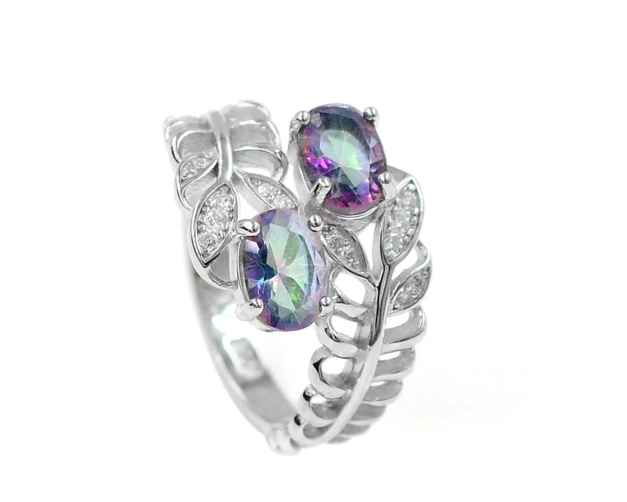 New Arrival Mystic Topaz 7X5 MM Oval Cut Gemstone 925 Sterling Silver Designer Ring Women Jewelry Supplier From India