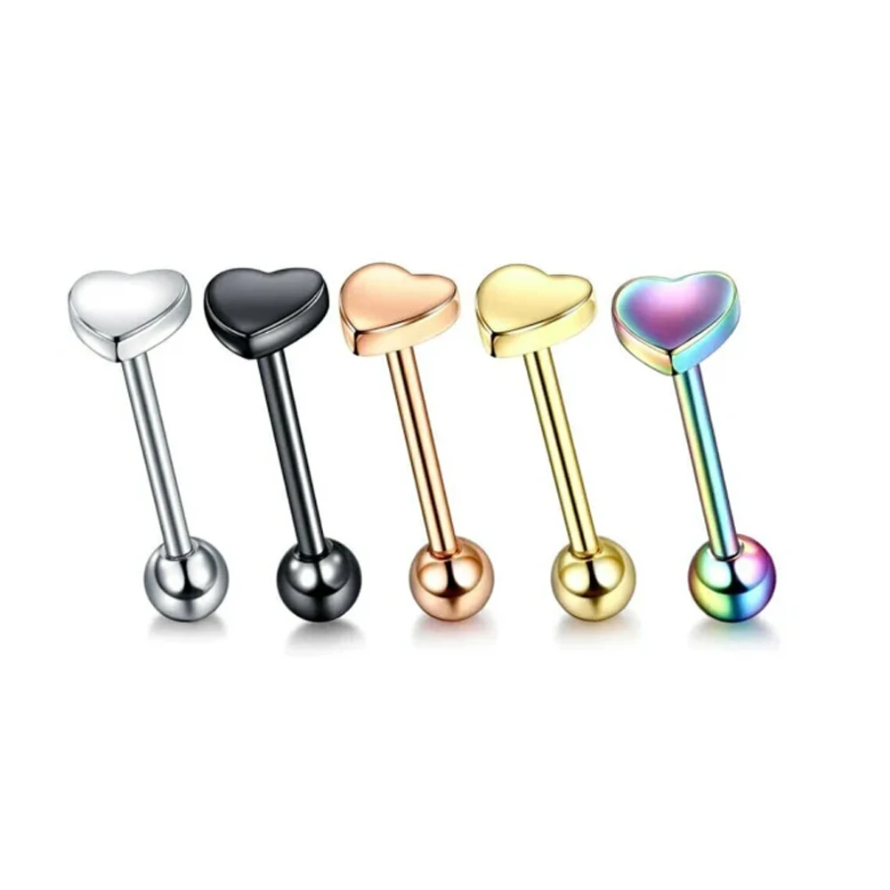 Hot sale products 2022 316 stainless steel heart best tongue rings piercing jewelry love heart tongue cock ring
