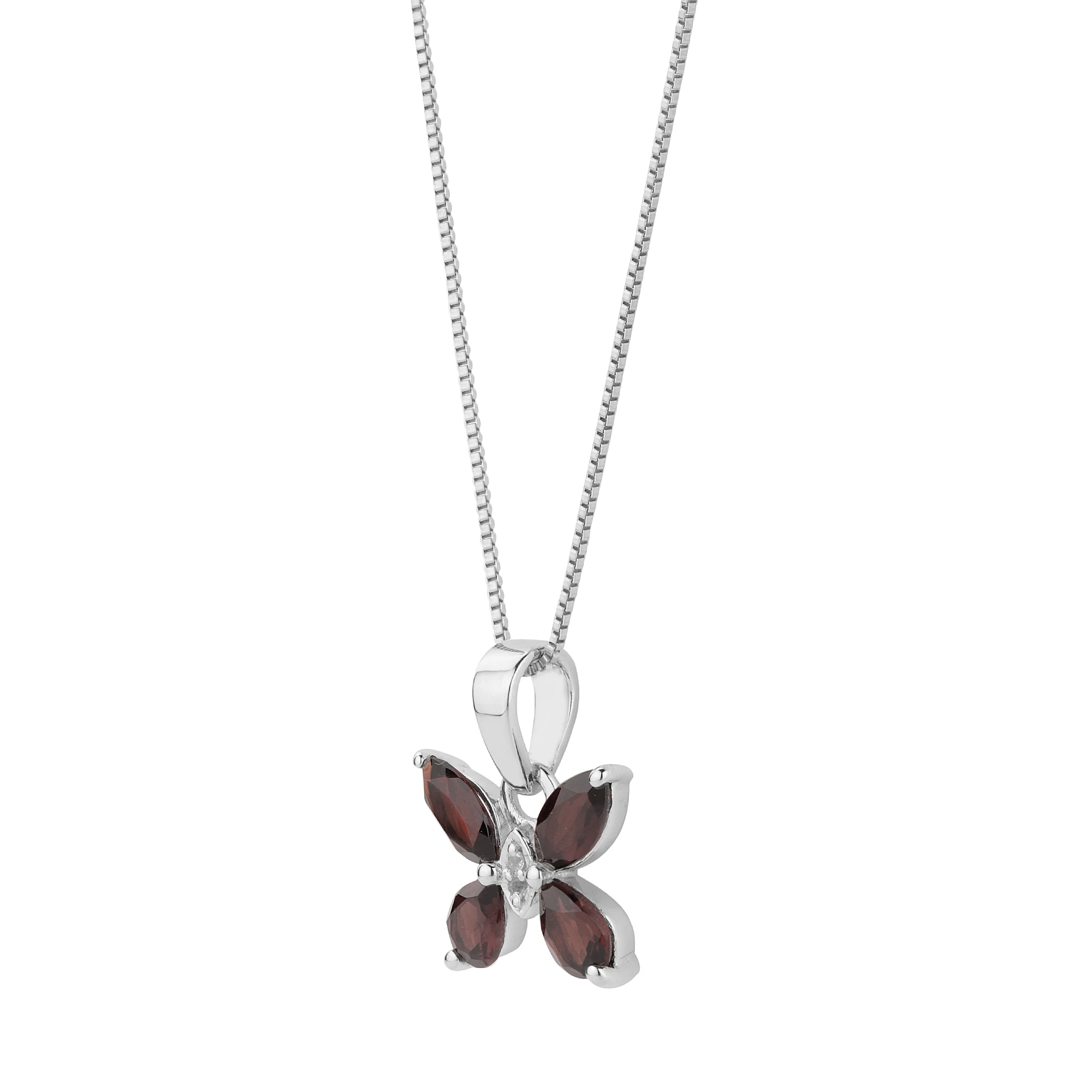 Garnet necklace ( pendant +chain) silver