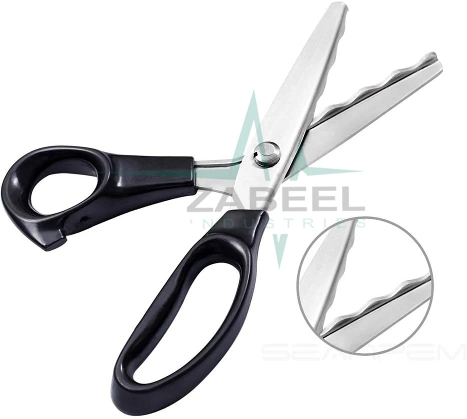 Pinking Shears Craft Scissor Serrated Scalloped stainless Steel Handled Professional Sewing black Scissors