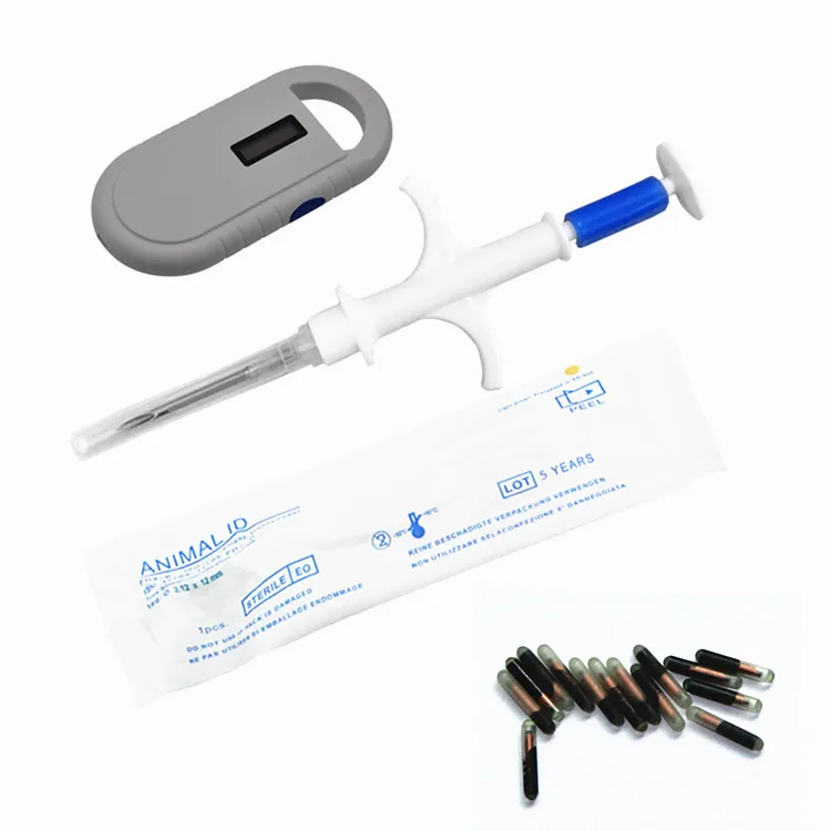 ISO 11784/5 ICAR 2.12x12mm RFID Pet Microchip Implant with Needle for Cattle/Dog/Cat Livestock