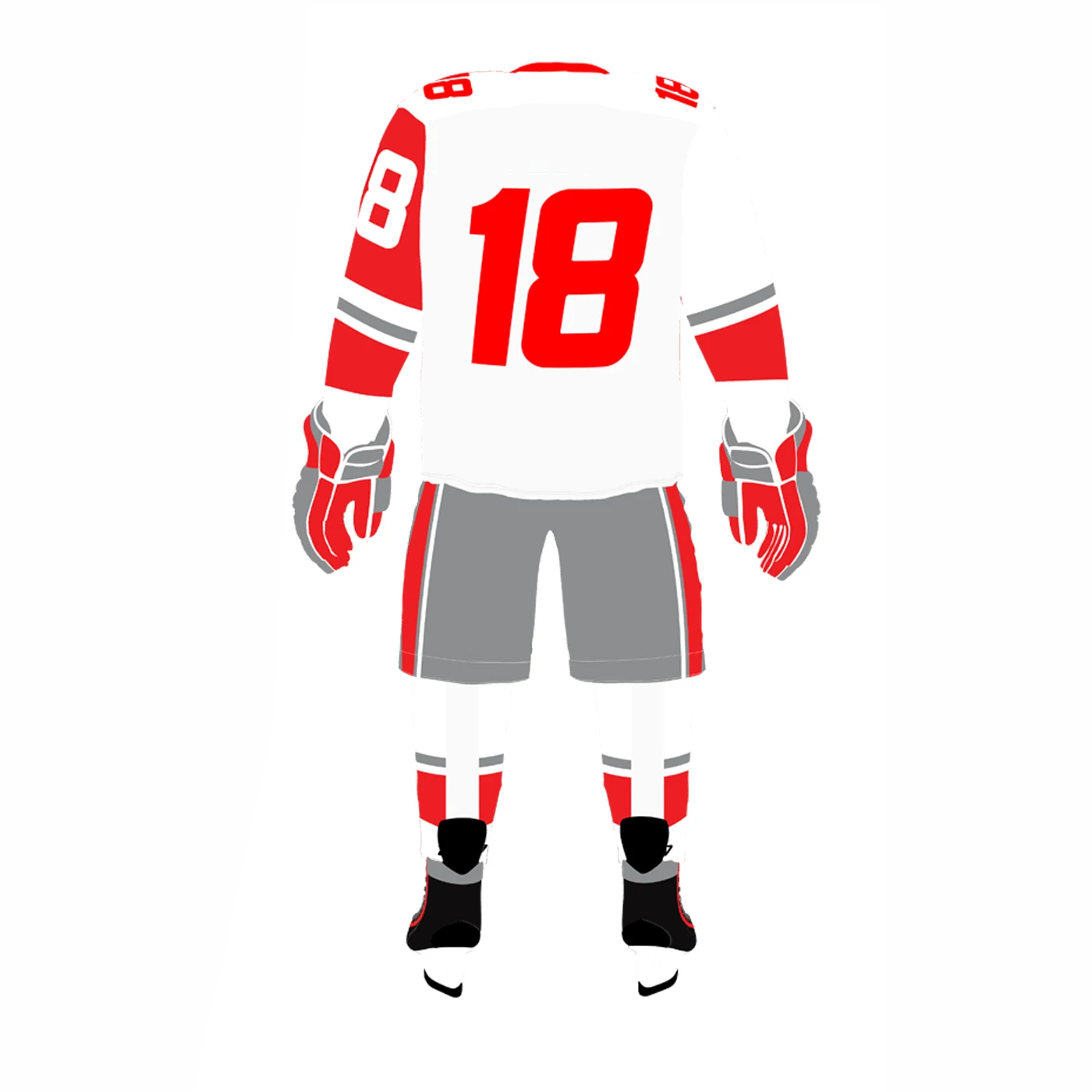 Новейшие поступления униформа для хоккея с шайбой красно-белая контрастных цветов именем и номерами на заказ