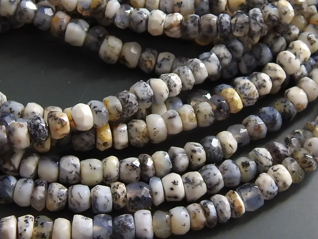 100%Natural Dendrite Opal Faceted Roundel Bead Loose Stone Handmade Shaded Necklace For Making Jewelry