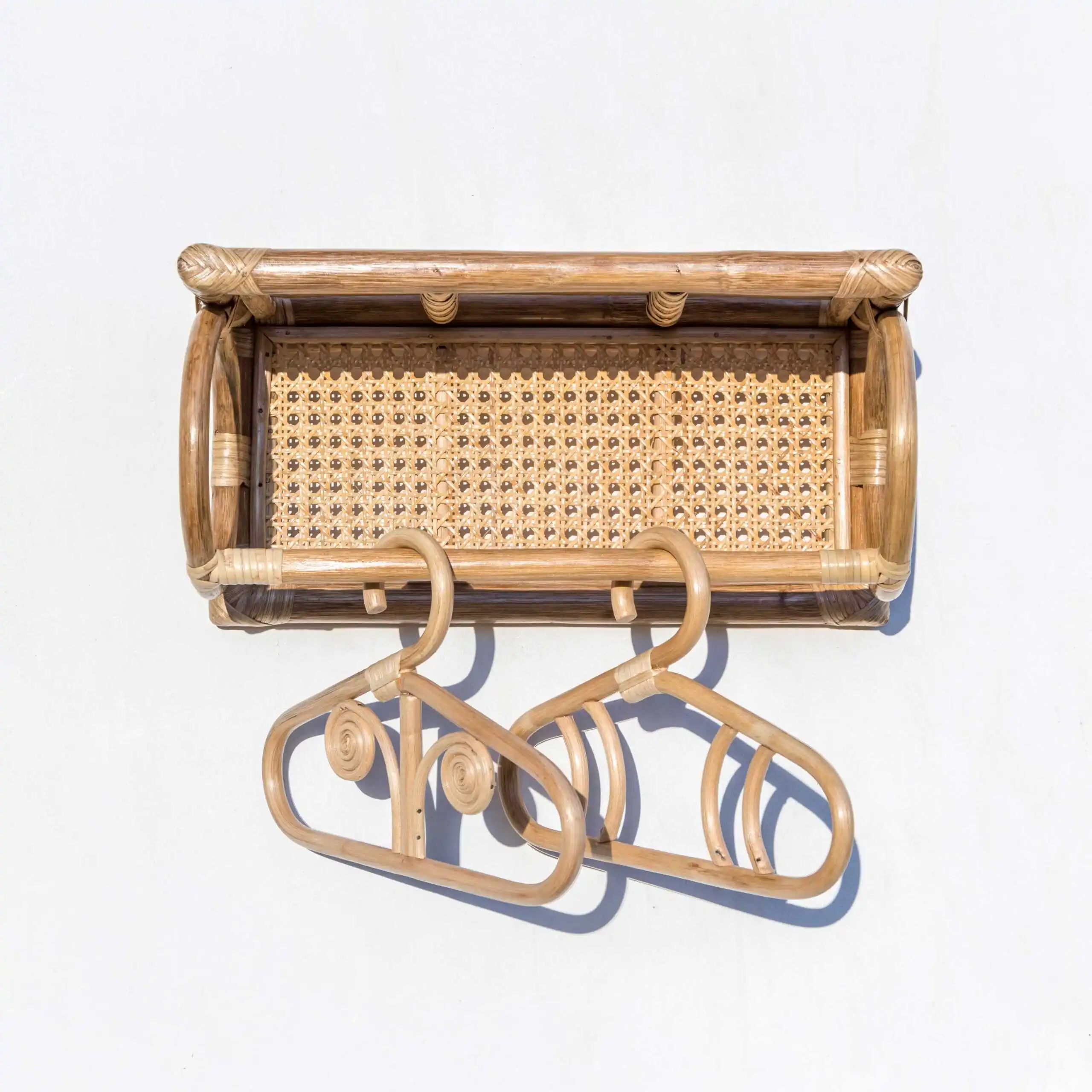 Swirl Detailings Rattan Wall Hooks Garments Organizer Rack Clothes Hat Hanging Hook Rattan /SISU/ RH-113