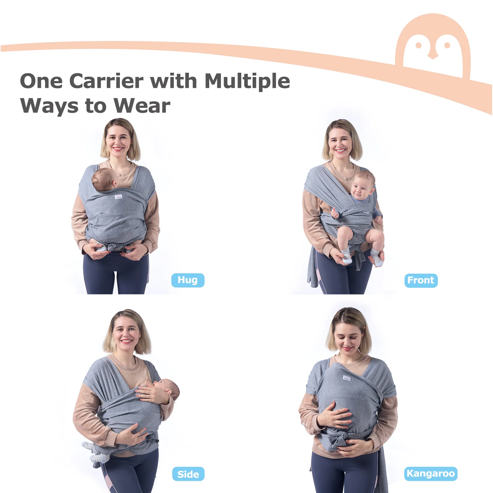 Momcozy adjustable cotton ergonomic wrap ring sling baby carrier