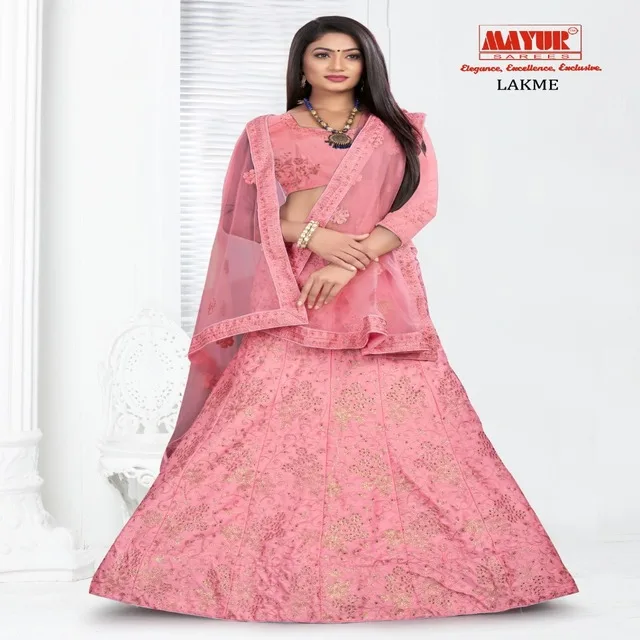 
 Сари Mayur из тяжелого шелка розового цвета с вышивкой из камня, свадебная вышивка lehenda, Холи  