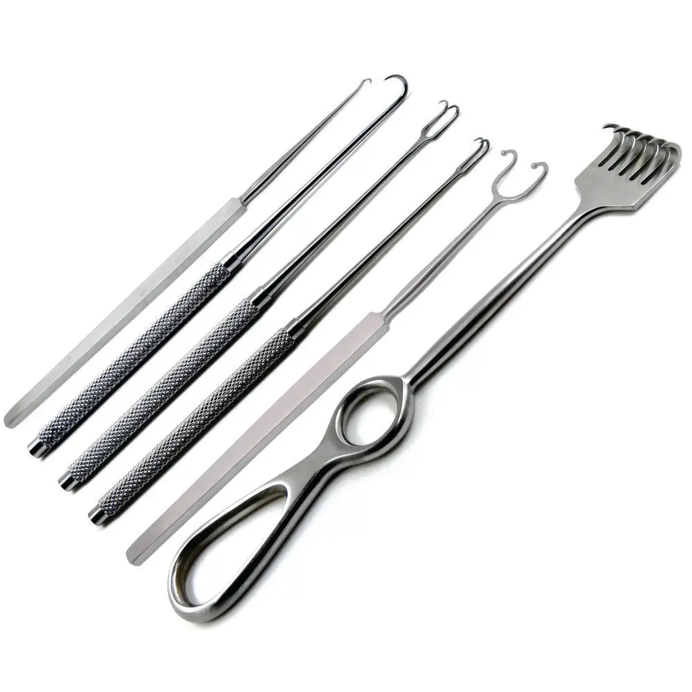 Set of 6 Pieces Fomon Volkman Joseph Gillies Skin Hook Surgical Retractors Sharp Prongs Single Skin Hook Decimal Retractors