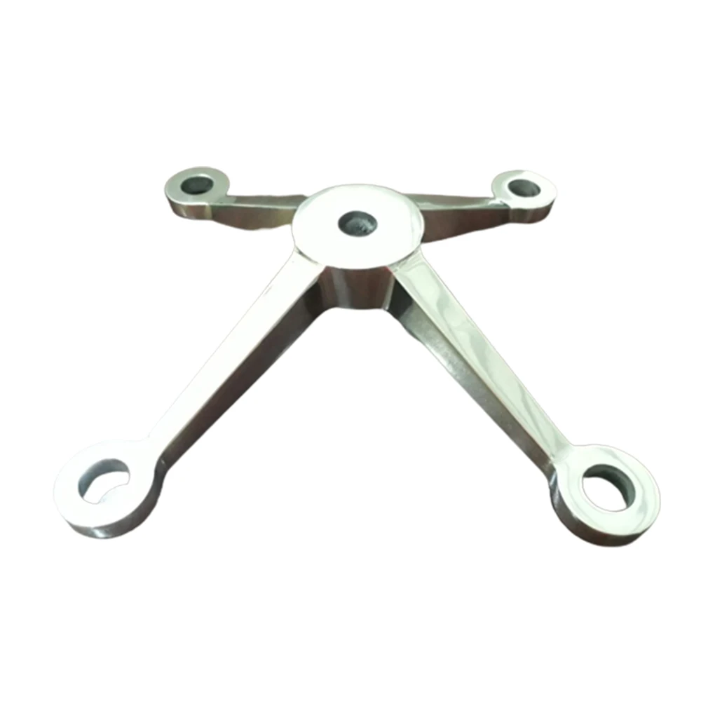 4 Arms Spider Connected Glass Polished Stainless Inox 304