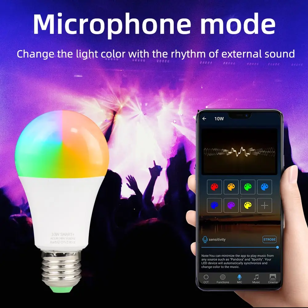 10W Smart Light Bulbs, 190-240V 800 Lumens RGBCW E27 B22 2.4Ghz WiFi Bulbs Compatible with Alexa and Google Home