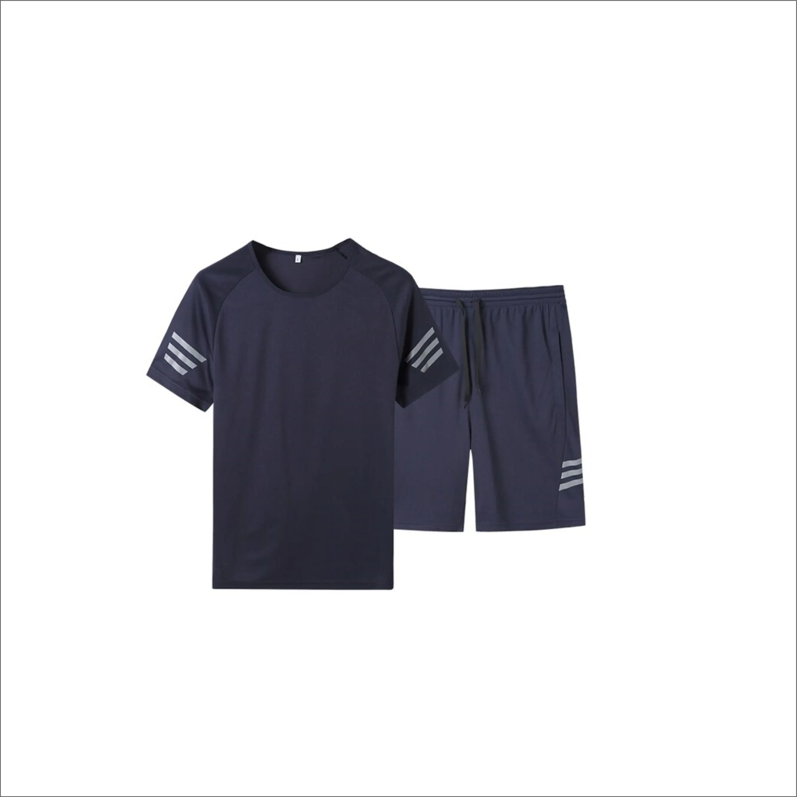  Полностью сделанный на заказ хлопковый двойной комплект шорты и футболка с боковыми полосками вашим собственным дизайном