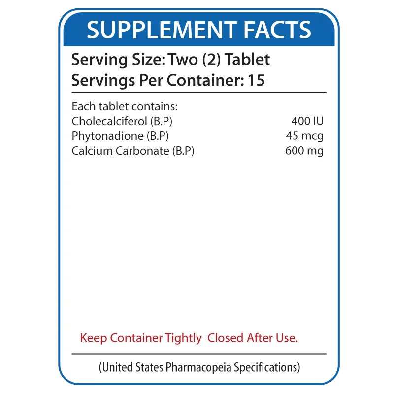 
NUCAL-K | Vitamin D K Calcium Carbonate Cholecalciferol Bones & Muscles Health Nutrifactor Healthcare Product Bones Supplement 