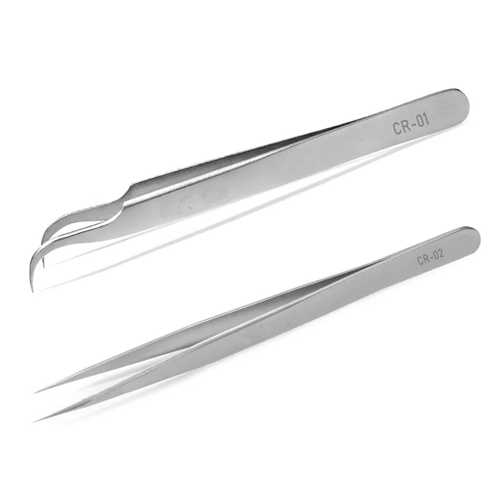 Light weighted ergonomic handle perforated Classic Volume Anti-static Non-magnetic Professional Pinsett 3D Eyelash Tweezers Set