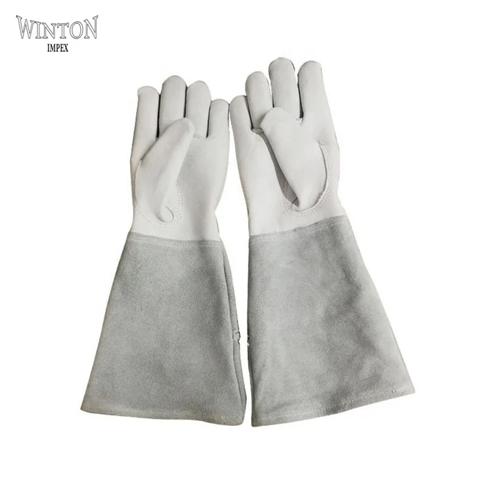 2021 OEM Best Custom Made Leather Men Women Long Gauntlet Sleeves Goatskin Leather Bee Beekeeper Supplies Beekeeping Gloves