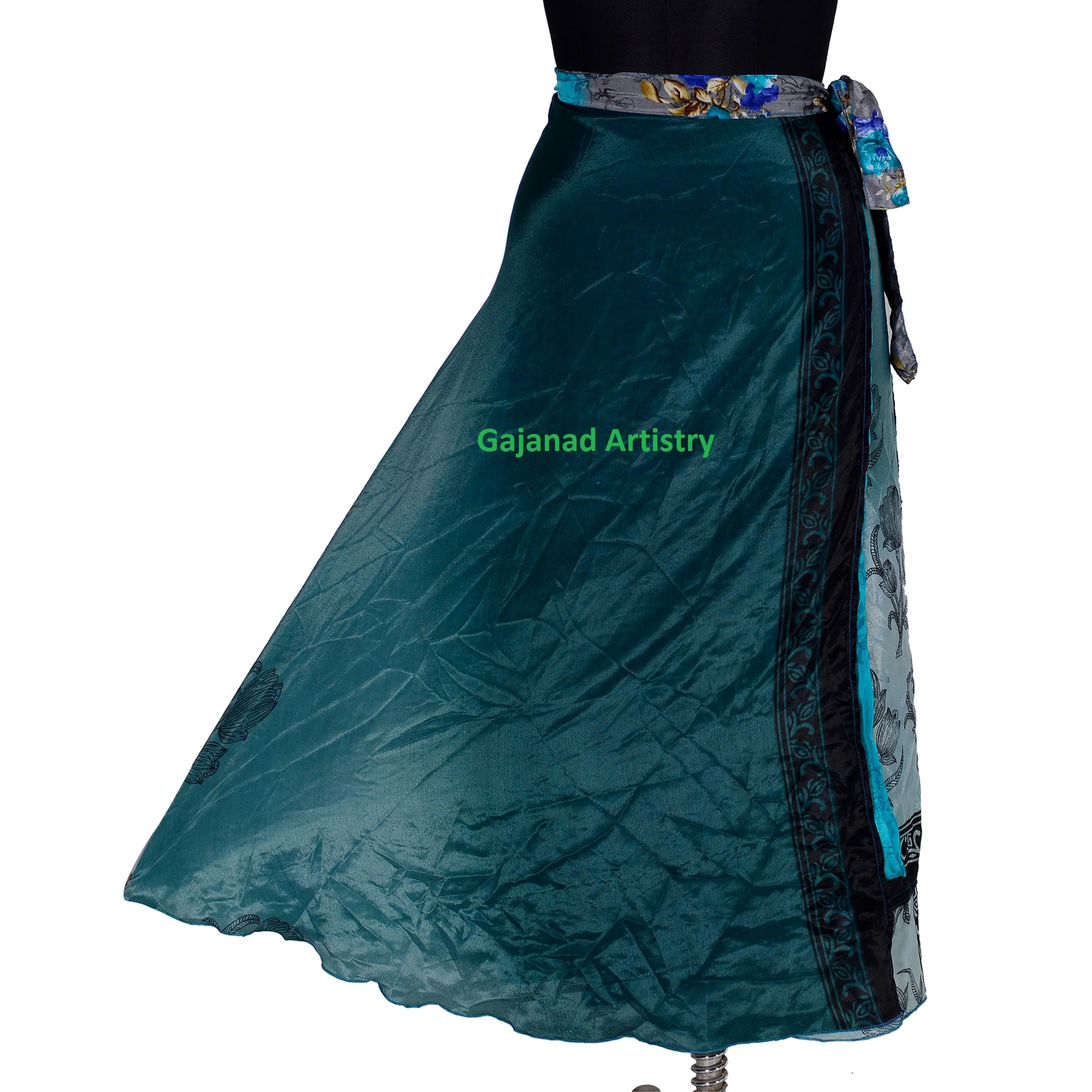  Wholesale Lots Sari silk wrap skirt Reversible and Lightweight Floaty Double layer Long Skirts Ties