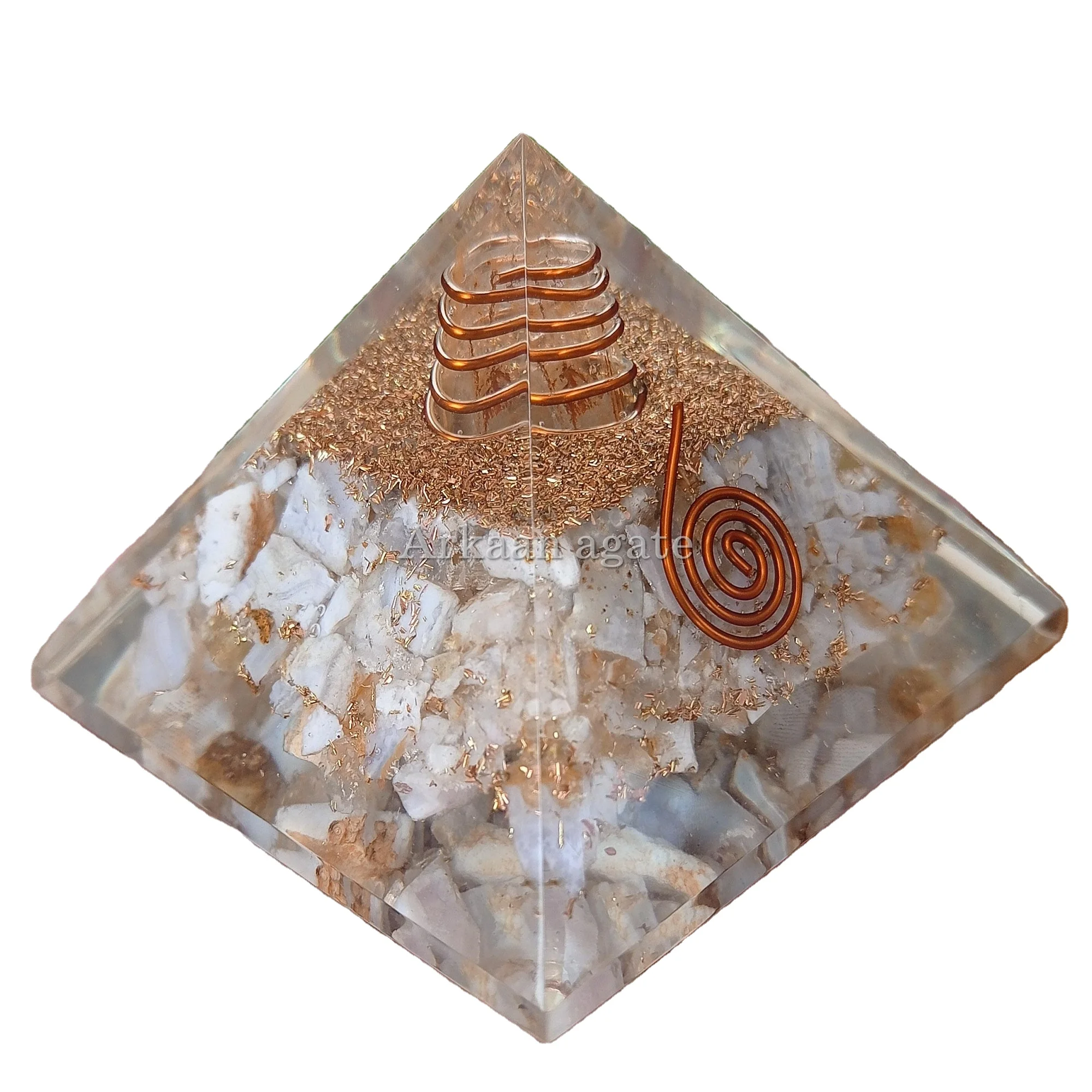 Wholesale Large Angelite Orgone Gemstone Pyramid Large Pyramid chakra crystals healing Orgone For Sale
