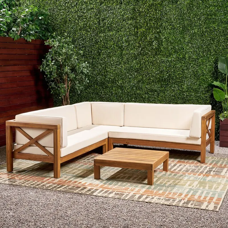 Corner Sofa Set  Patio Furniture Sets   Outdoor Sofa Set  Seating Group with Cushions  Garden Poolside L Shape Furniture