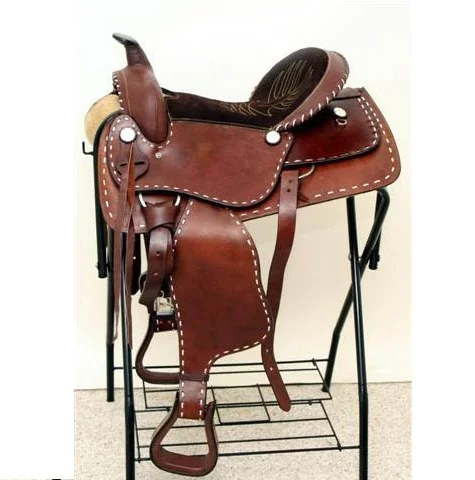 High Quality Horse Western Saddle On Pure 100% Indian Leather With Hand Carving And Fur Cushion Padding