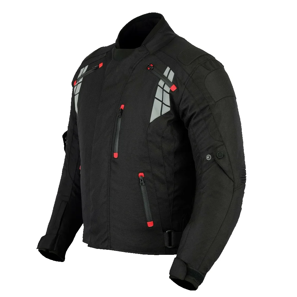 Cardura motorbike jackets Made with High Quality 600D Cardura. Complete CE Approved Body Armor in Back, Elbows & Shoulders.