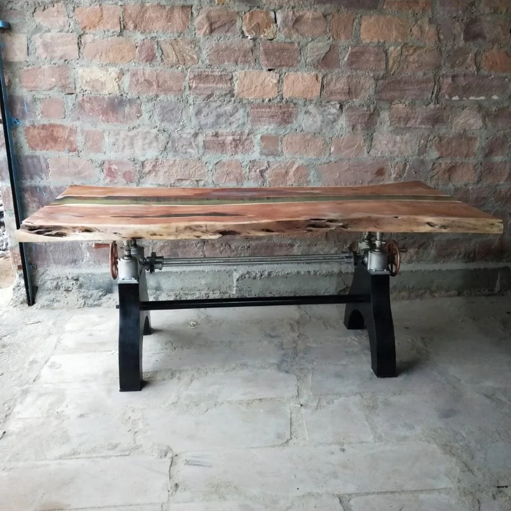 Vintage Industrial HURE Crank Table, HURE Crank Table Base Dining Room Furniture Home Furniture Metal Antique Iron T/T 30%/70%