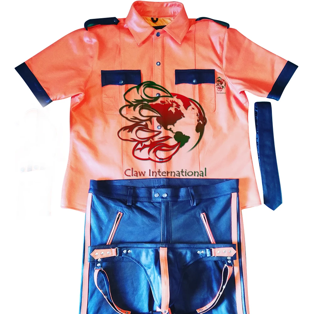  Байкерская кожаная униформа сделанная на размер Фетиш Байкерский кожаный костюм