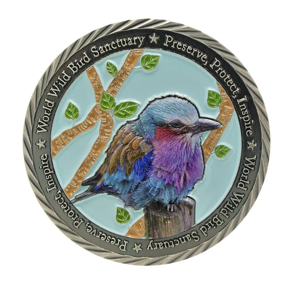  Оптовая продажа дизайнерские металлические монеты с 3d-эффектом и цифровой печатью птиц