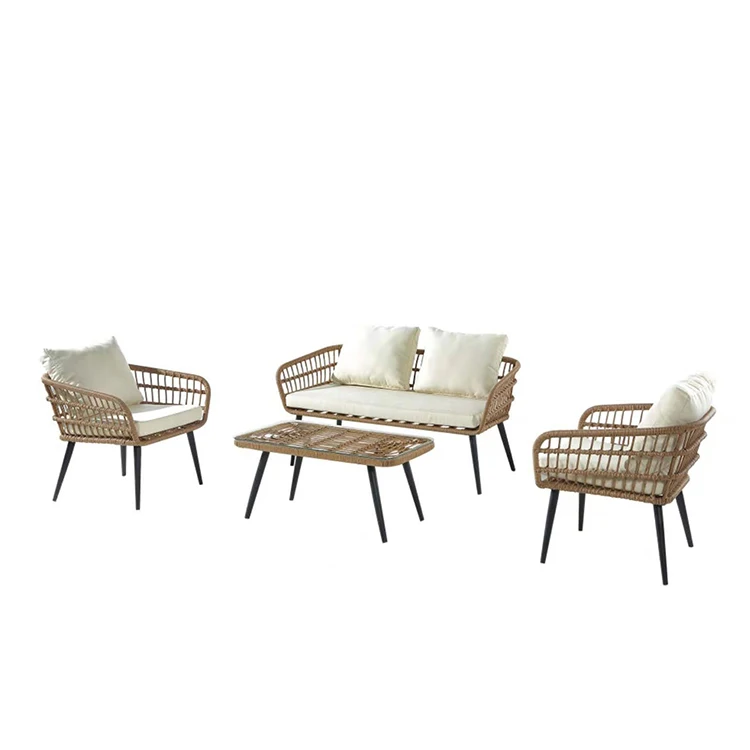 2022 Hot Sale Outdoor Garden Patio Corner Synthetic Dining Table And Chair Rattan Set Furniture