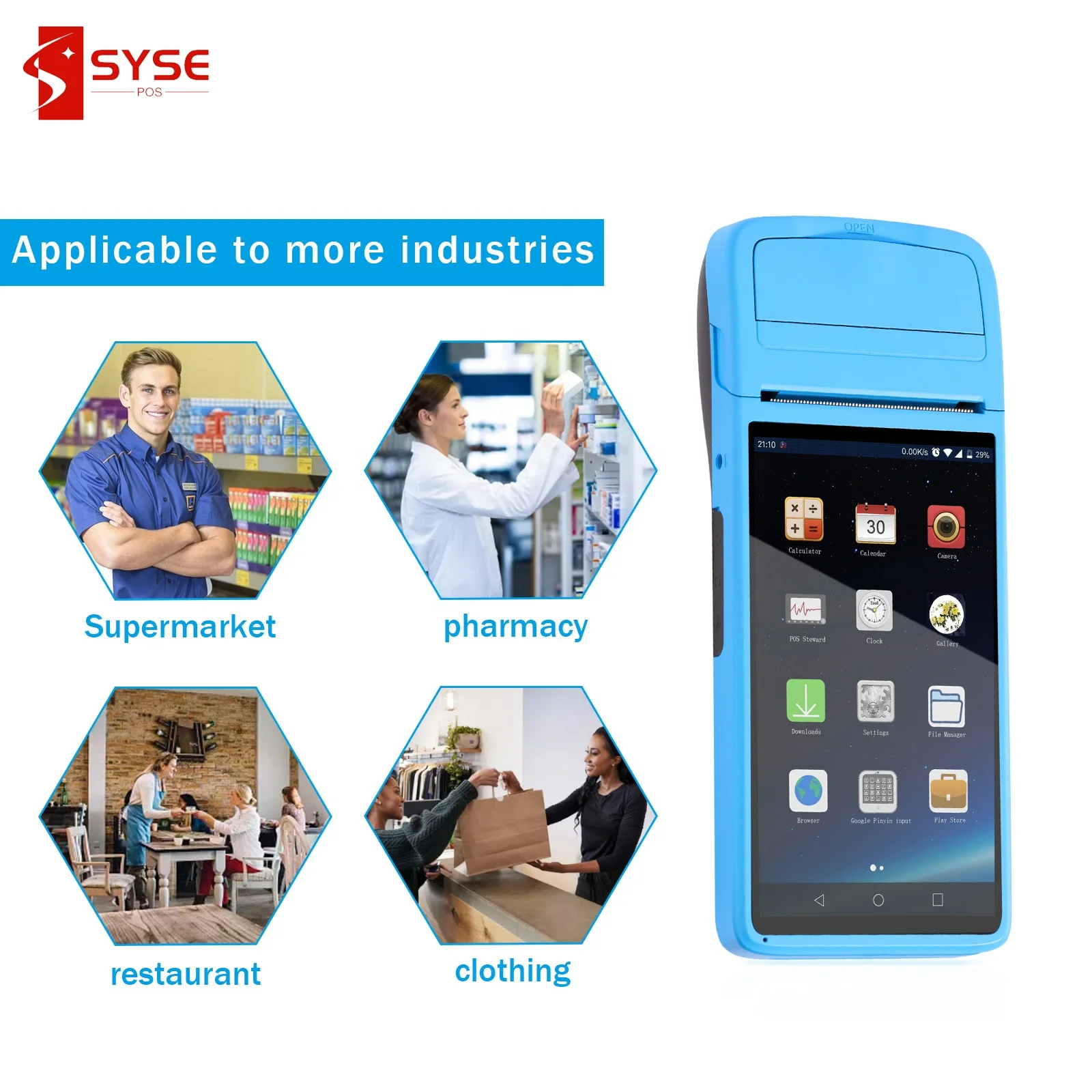 5.5 Inch Mobile All In One Smart POS Payment Terminals Machine Systems Handheld Android Terminal PDA POS System with Printer