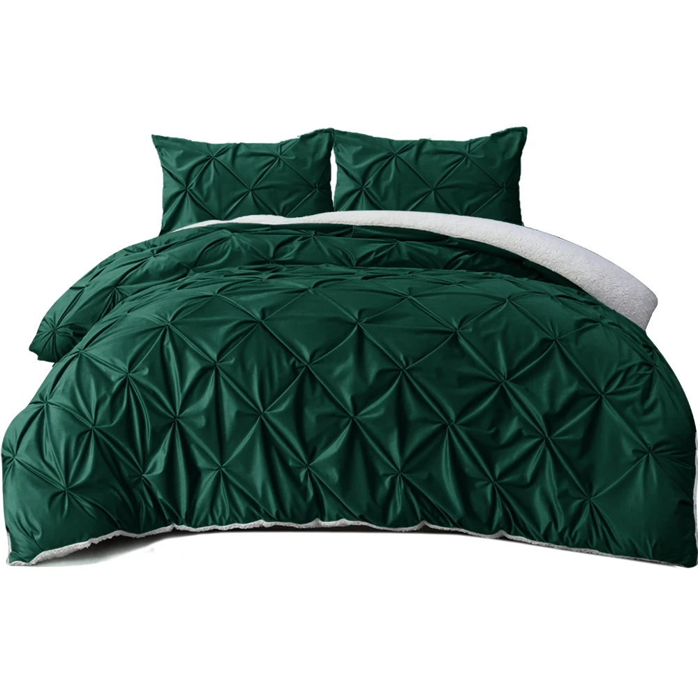 Luxury Design Pin-tuck Bedding Duvet Cover Sets  Pintuck Bed Cover sets microfiber bedding with sherpa 90 gsm