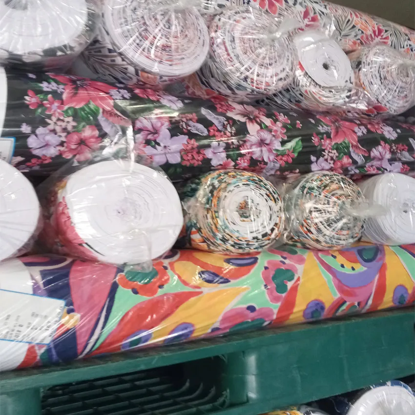 Made in Korea ITY Print Semi fresh custom Stock lot polyester fiber single spandex fabrics textiles various design