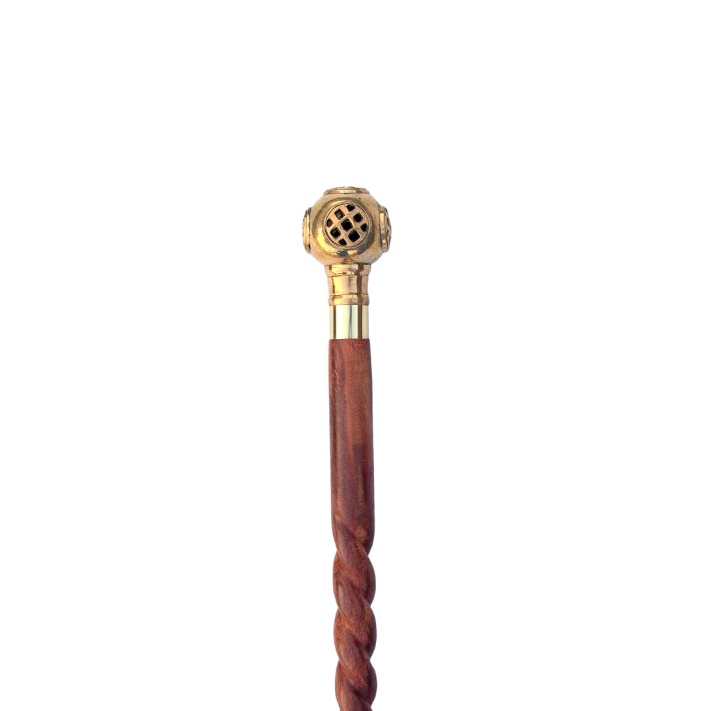 High Quality 34 Inch Folding Dismantle Wooden Cane Walking Sticks with Diving Helmet Grip Handle WS1905