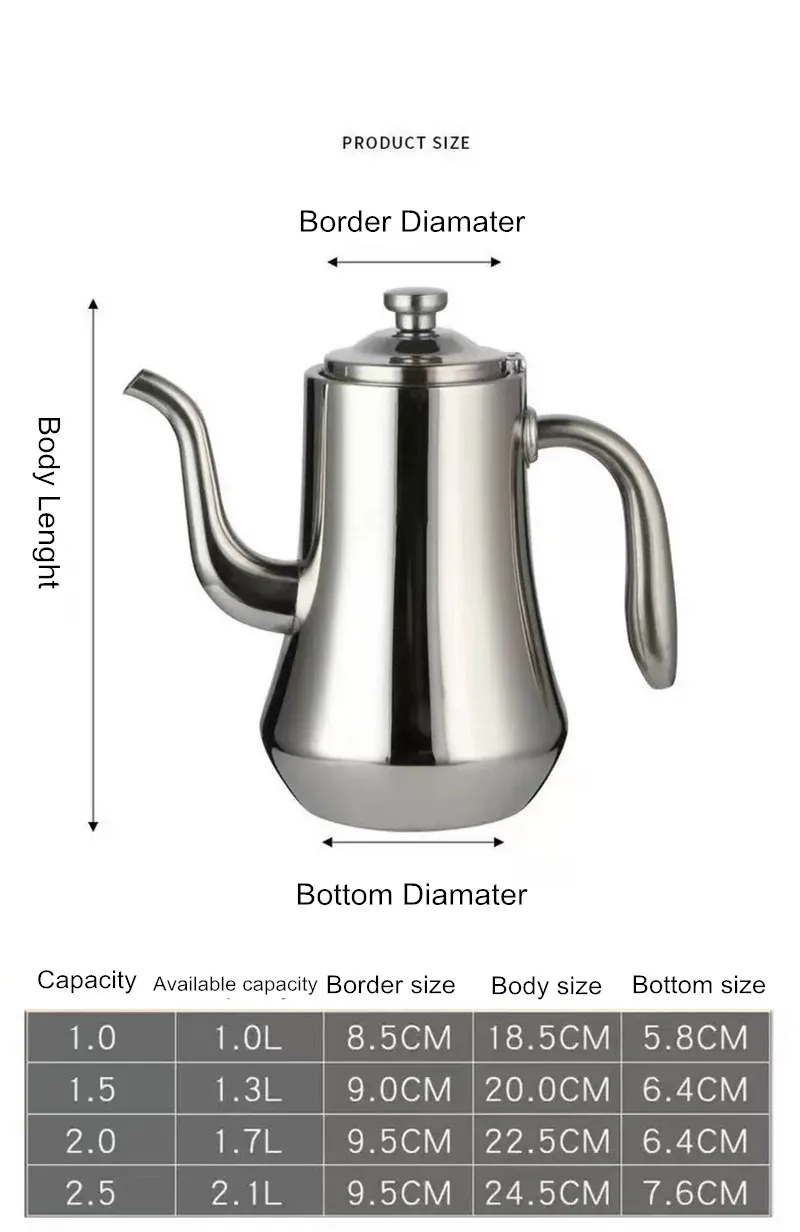 Kitchen Accessories Large Size Stainless Steel Teapot With Infuser Filter And Smooth Handle Tea Pot