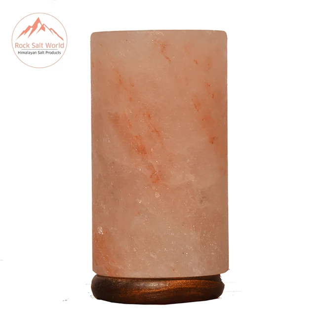 
Cylinder Shape Rock Salt Lamp Himalayan Natural Rock Salt Lamp in Cylinder Shape Origin With Certified Wooden Base and Cord 