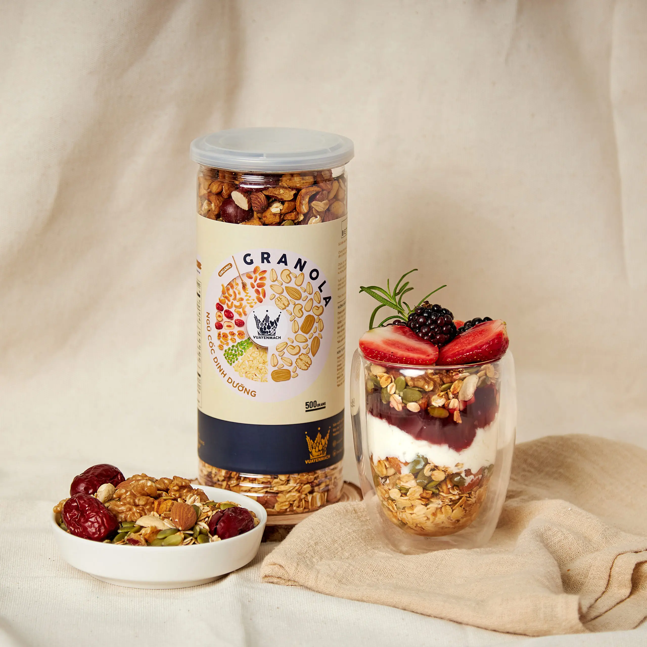 Sugar-Free Box Baked Cashew Almond Granola for Adult with Vani and Honey Flavor