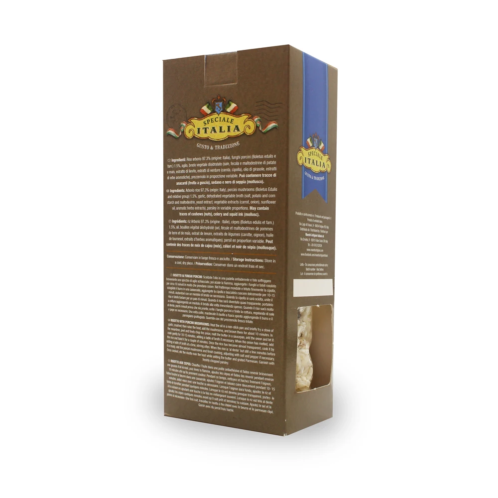 High quality Italian Artisan Handmade  Risotto whit Porcini Mushrooms Pasta in bag 350g