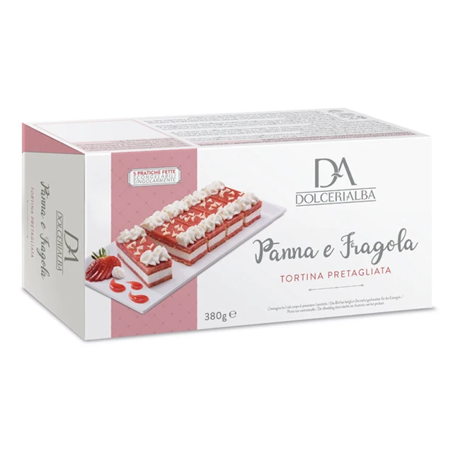 High Quality Italian Cream and Strawberry Precut Cake Wholesale Frozen Dessert Family Pack 380g
