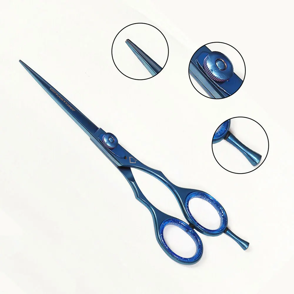 Low MOQ Customized Hair Barber Scissors Titanium Coating Cutting Hair Scissors Beauty Salon Stainless Steel Barber Scissors