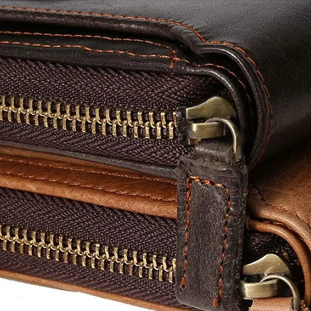 Men leather wallet with strap zipper clutch wallets for men male long purse cell phone bag card wallet violet