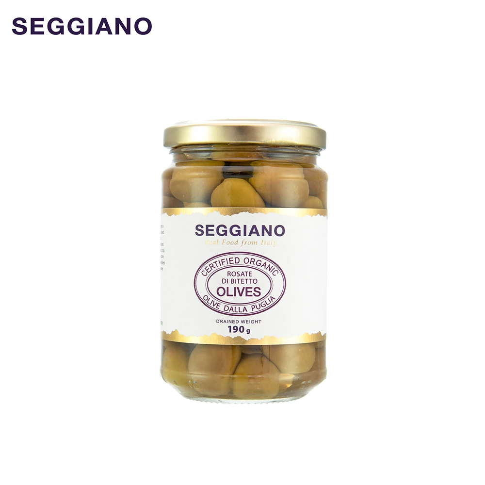 Wholesale Fresh Olives Supply Seggiano Organic Rosate di Bitteto Olives 190g