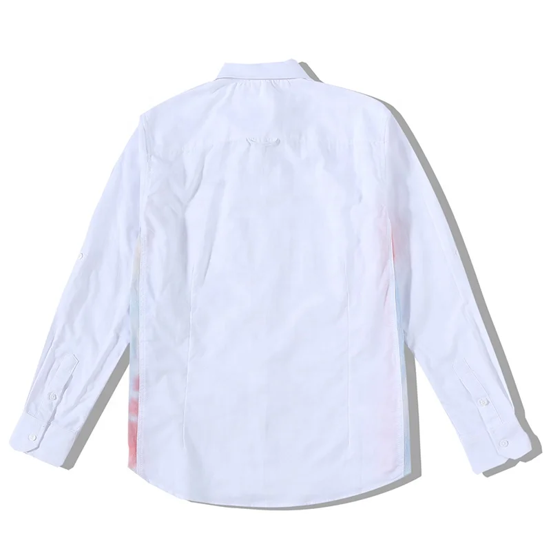 Top sale	Express order Brand Designer Homme staff uniform 3D emboss logo patch CVC panelled full sleeve shirts for men