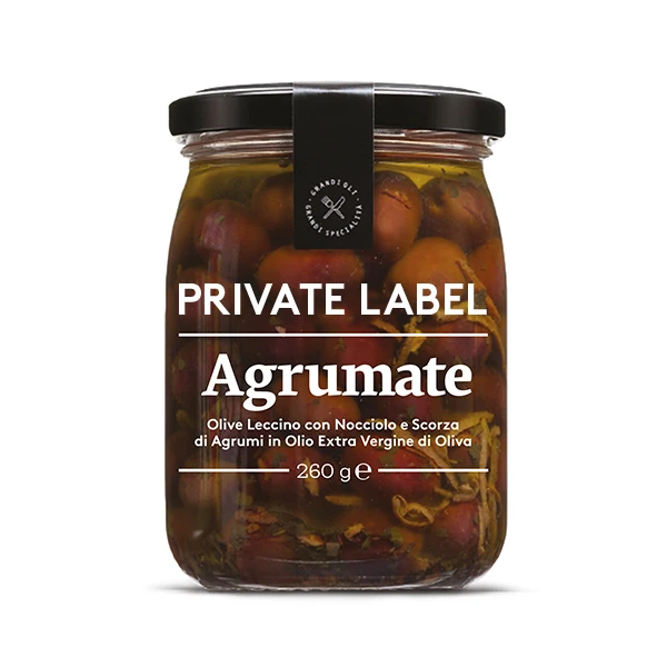 Private Label Italian Olives with Citrus fruits for horeca for retail for wholesalers