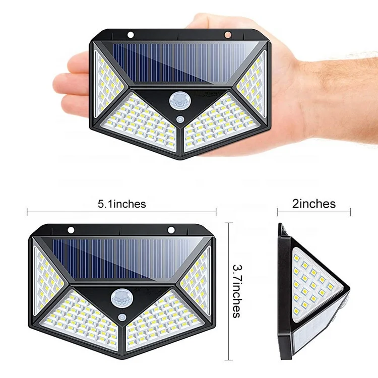 Wholesale Best Selling Waterproof Wireless 4 Sides Illumination 100LED Outdoor Garden Solar Motion Sensor Security Wall Light
