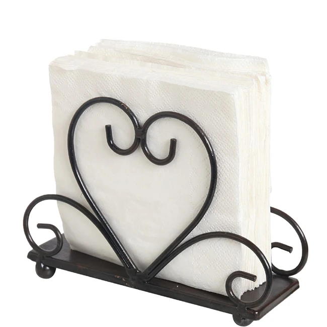 Heart Shape Black Iron Napkin Holder