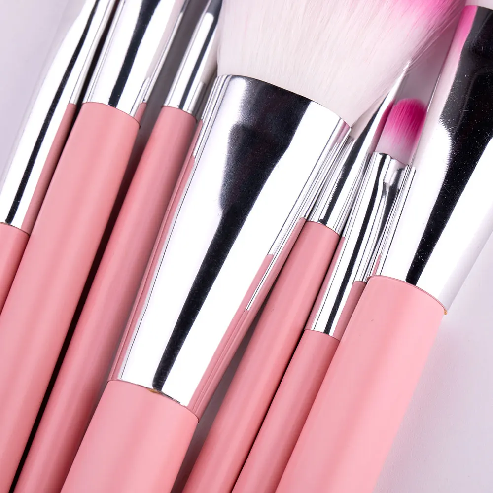 Low Moq Professional 7pcs Pink Makeup brushes Tools Powder Foundation Cosmetics Makeup Brush Set