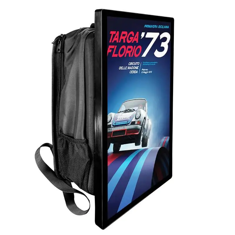 Mobile advertising player display lcd walking billboard battery backpack digital signage