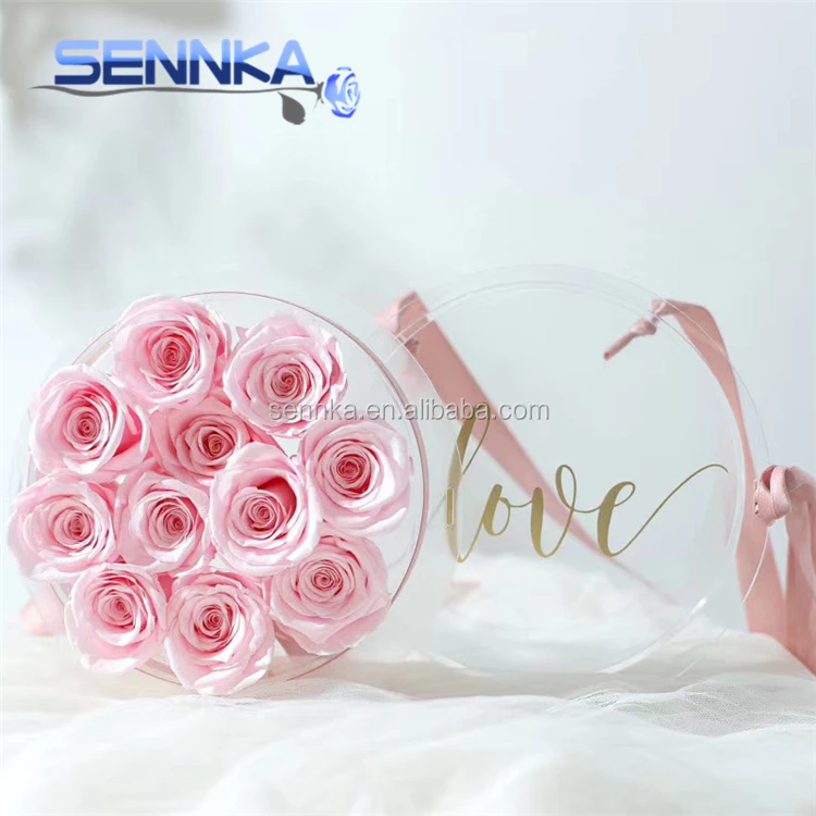 Floristic Decoration Material 10cm Pure Color Preserved Rose Head Flower Box