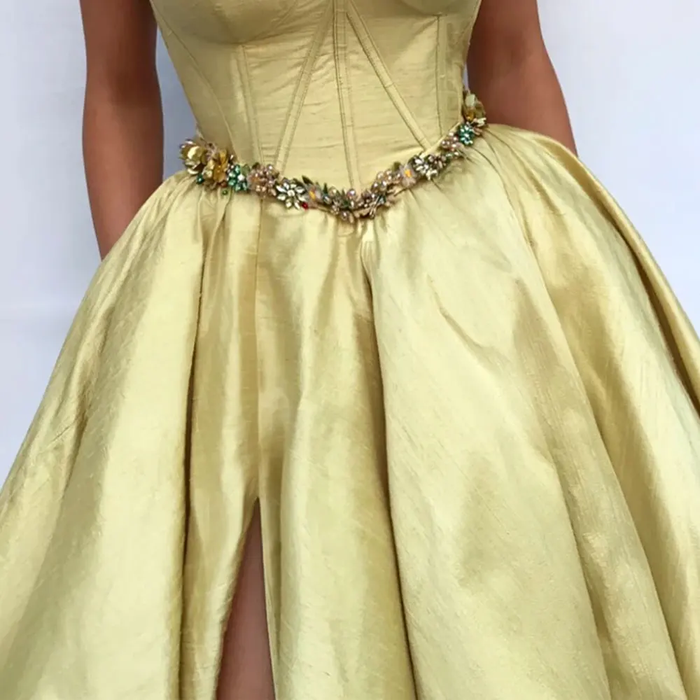 New Arrival Satin Fabric Evening Dress Patterns Ball Gown Elegant Lace Luxury Evening Gown