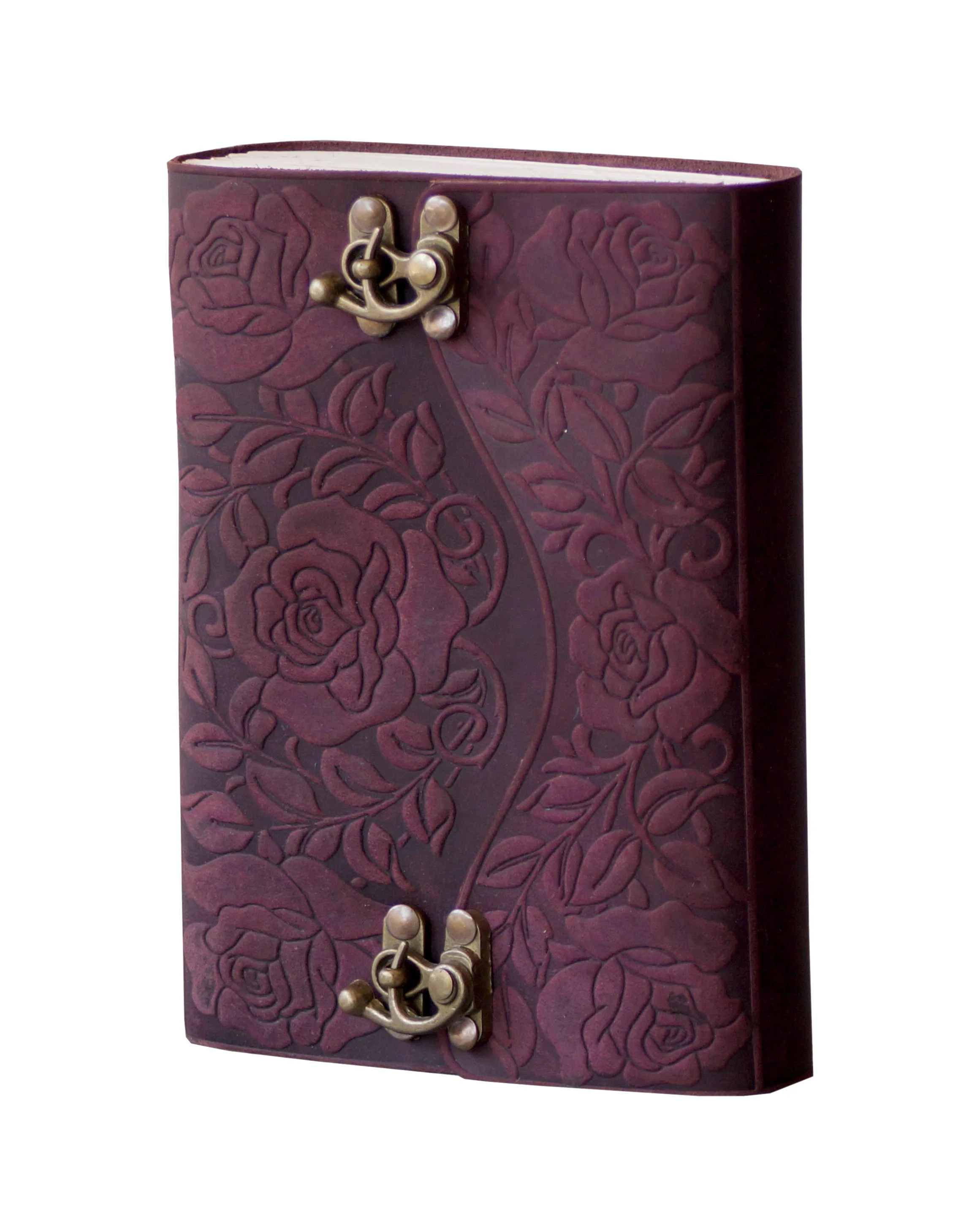 Vintage Style Handmade Soft Leather Antique Garden Flower Design C - Lock Notebook & Sketchbook Leather Journal Office Suppliers