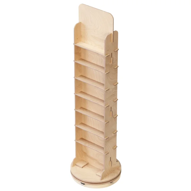Premium Sales Italian Interlocking Customized Wheels Wooden Floor Rotating Display For Retail Shops