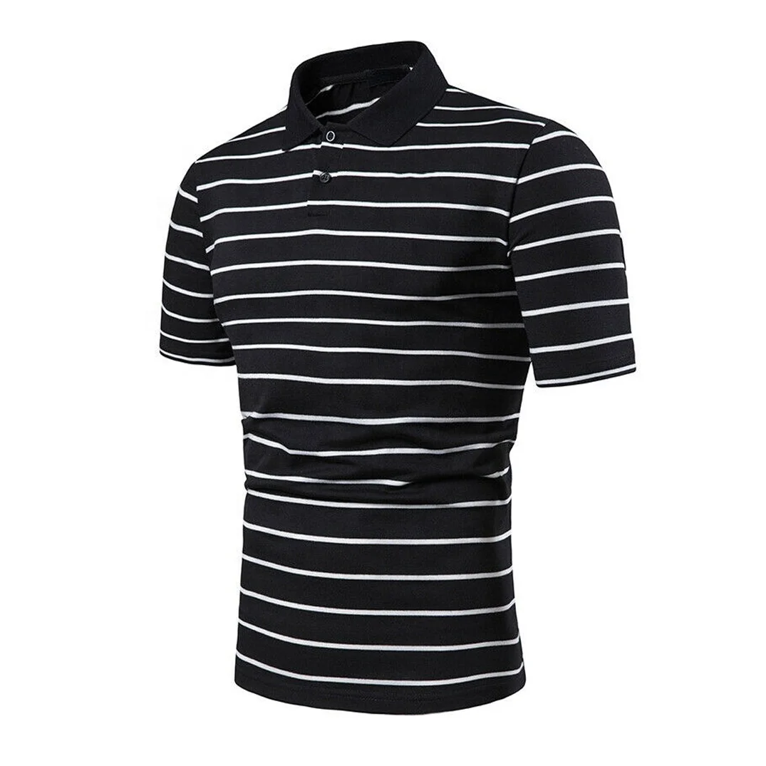 2022 New Style Customized Black Polo Shirt White Strips High Quality Casual Style Golf Best Selling Best Price Summer Season